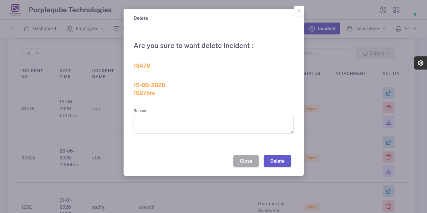 Delete Confirmation Dialog